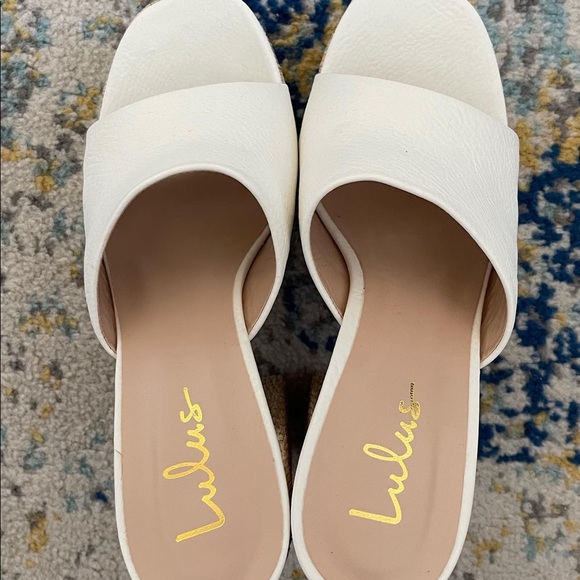 Lulu’s Karinah White Raffia Platform Slide Sandals Size 9 - Picture 3 of 6